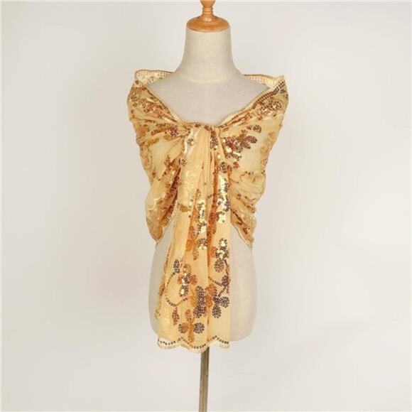 Glittering Scarf Mesh Sequin for Wedding Gold - Picture 5 of 7